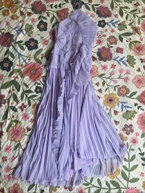 Sierra Darien Lilac Pleated Ruffle Halter Dress XS